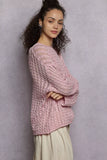 POL Openwork Round Neck Knit Top with Shiny Detail - Trendsi - Flyclothing LLC