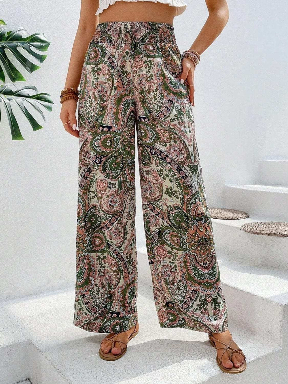 Printed Wide Leg Pants - Trendsi - Flyclothing LLC