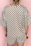Checkered Round Neck Top and Shorts Set - Trendsi - Flyclothing LLC