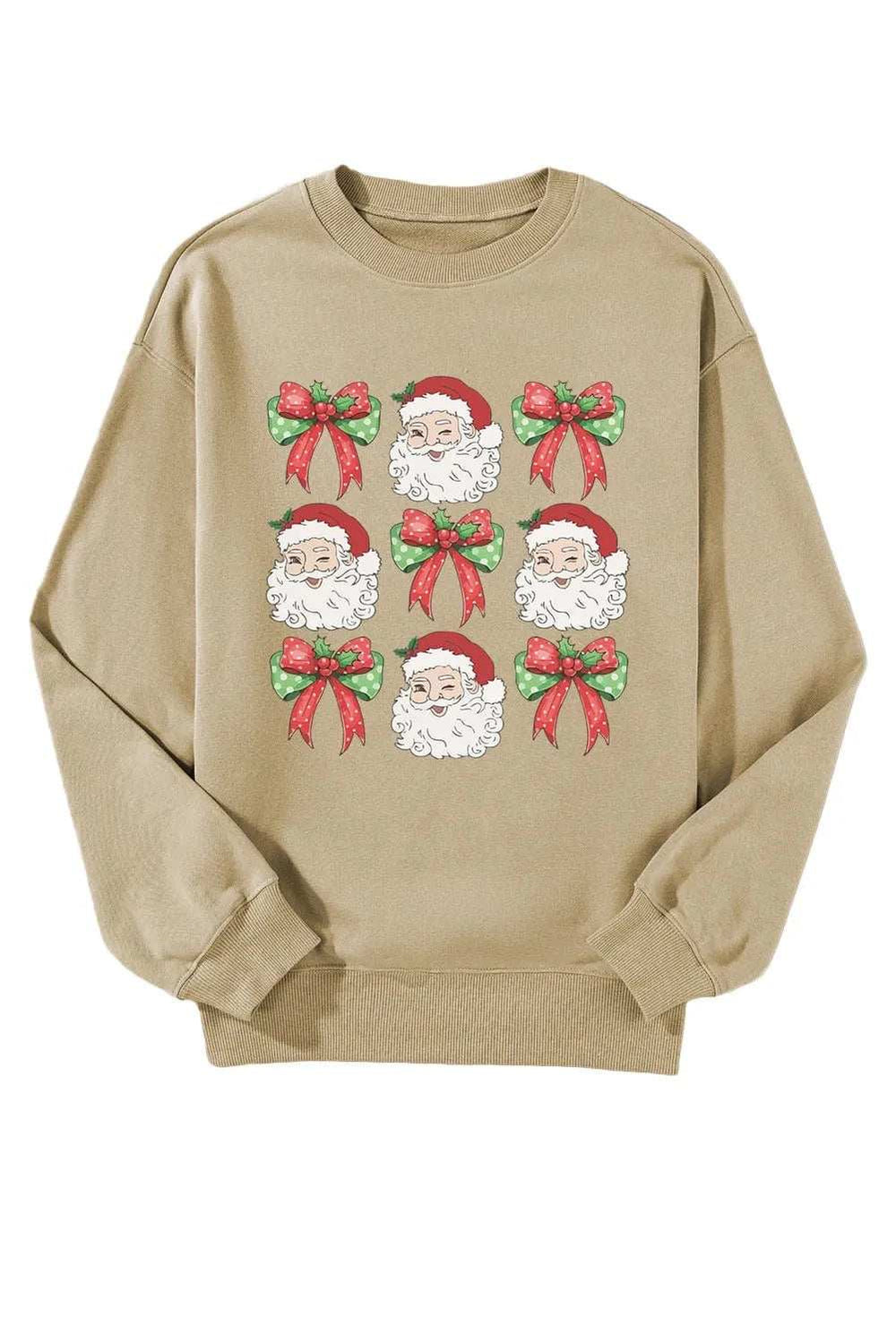 Santa Graphic Round Neck Long Sleeve Sweatshirt - Trendsi - Flyclothing LLC