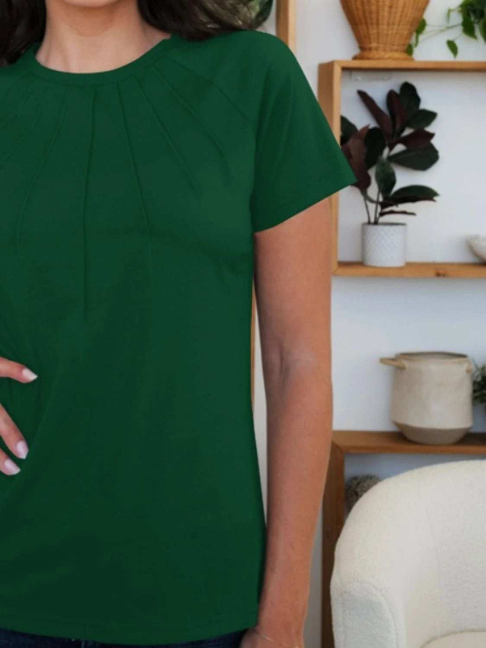 Round Neck Short Sleeve T-Shirt - Trendsi - Flyclothing LLC