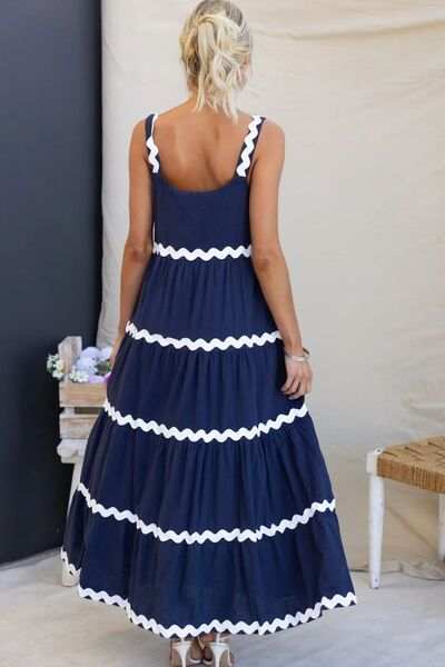 Contrast Trim Square Neck Dress - Trendsi - Flyclothing LLC