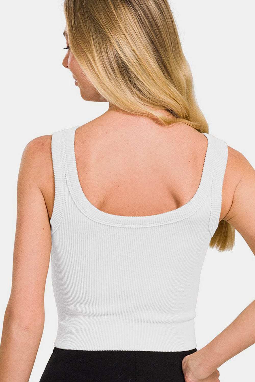 Zenana Ribbed Round Neck Cropped Tank - Trendsi - Flyclothing LLC