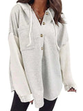 Drawstring Button Front Hoodie - Trendsi - Flyclothing LLC