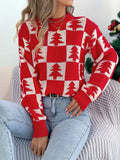 Christmas Tree Checkerboard Pattern Sweater - Trendsi - Flyclothing LLC