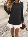 Devine Ruffle Hem Long Sleeve Mini Dress - Trendsi - Flyclothing LLC