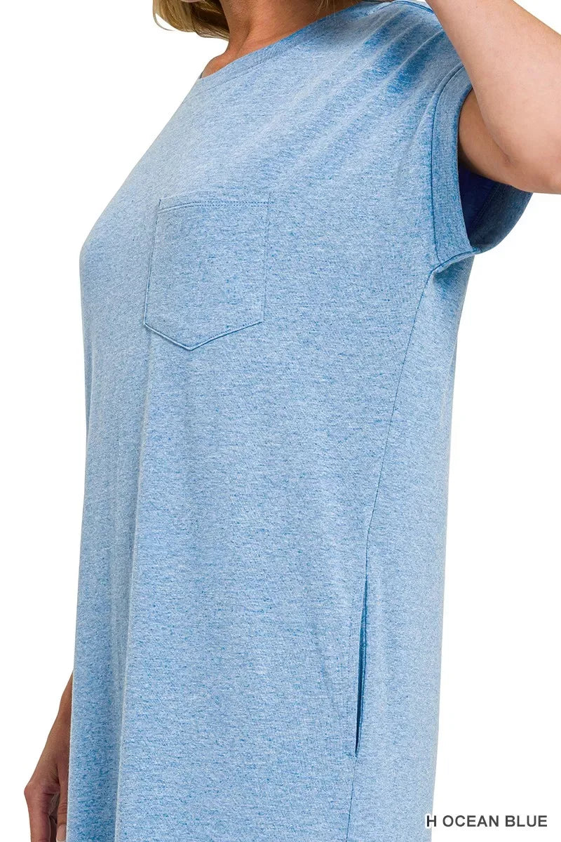 Zenana Round Neck Short Sleeve Midi Dress - Trendsi - Flyclothing LLC