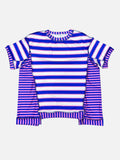 Full Size Contrast Stitching Striped Round Neck T-Shirt - Trendsi - Flyclothing LLC