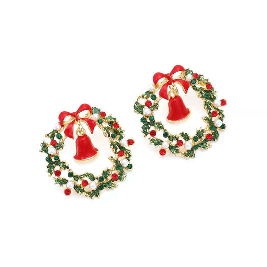 Christmas Wreath Bell Earrings - Trendsi - Flyclothing LLC