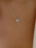 Zircon Palm Tree Pendant Necklace - Trendsi - Flyclothing LLC