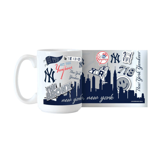 NY Yankees 15oz Native Sublimated Mug - Logo Brands - Flyclothing LLC