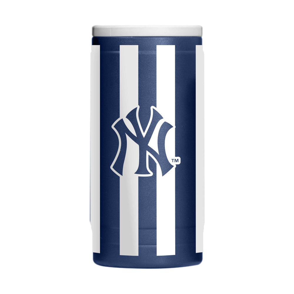 NY Yankees 12oz Striped Powdercoat SlimCan Coolie - Logo Brands - Flyclothing LLC
