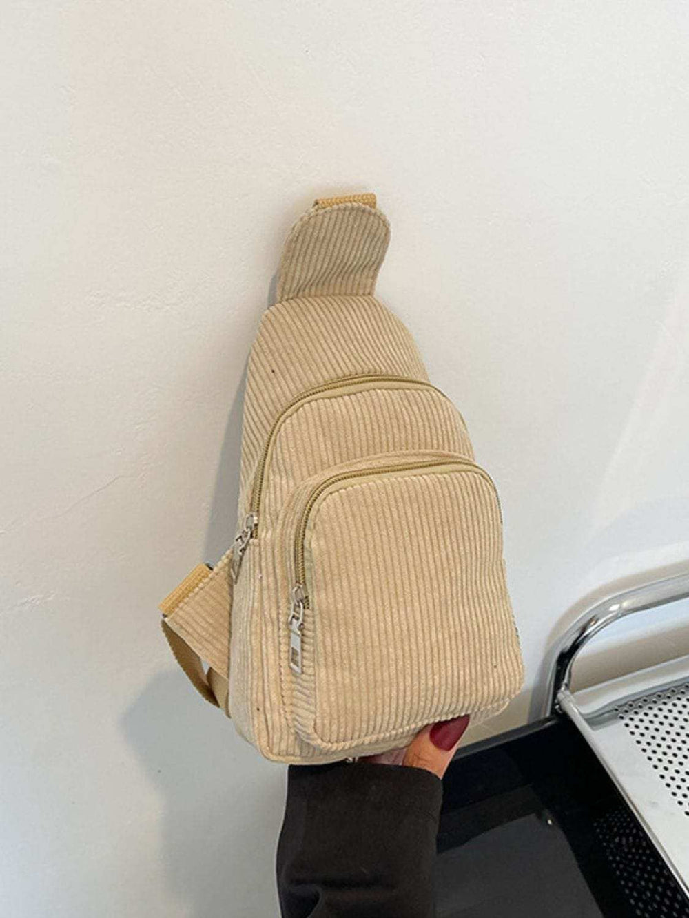 Corduroy Solid Color Crossbody Bag - Trendsi - Flyclothing LLC