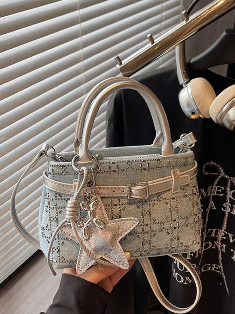 Texture Star Charm Crossbody Bag - Trendsi - Flyclothing LLC