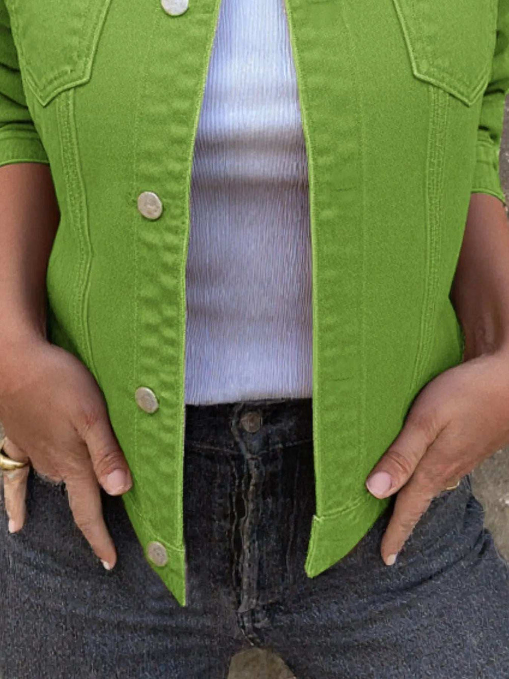 Button Front Closure Denim Jacket - Trendsi - Flyclothing LLC