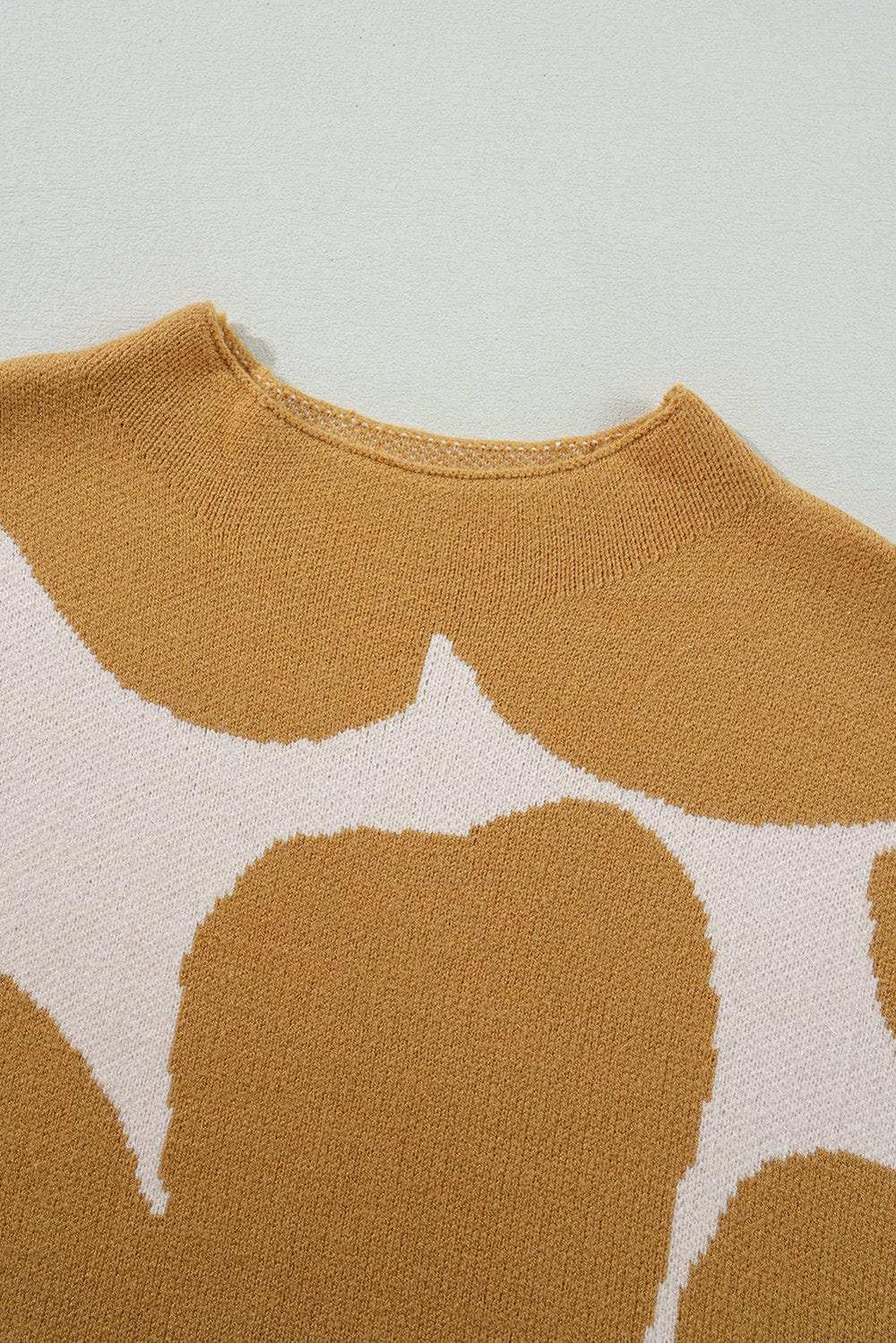 Contrast Flower Mock Neck Short Sleeve Sweater - Trendsi - Flyclothing LLC