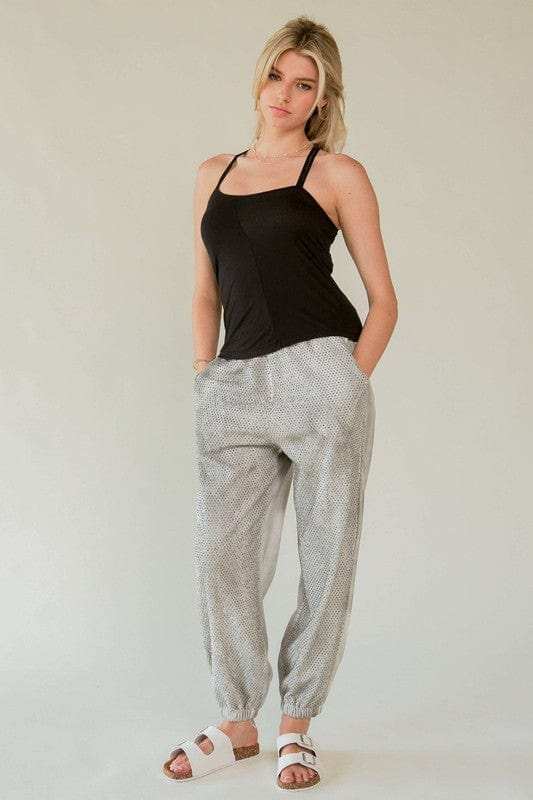Davi & Dani Rhinestone Elastic Waist Joggers - Trendsi - Flyclothing LLC