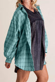 Exposed Seam Plaid Collared Neck Long Sleeve Shirt - Trendsi - Flyclothing LLC
