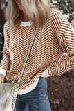 Striped Round Neck Long Sleeve Sweater - Trendsi - Flyclothing LLC