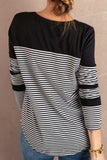Striped Round Neck Long Sleeve T-Shirt - Trendsi - Flyclothing LLC