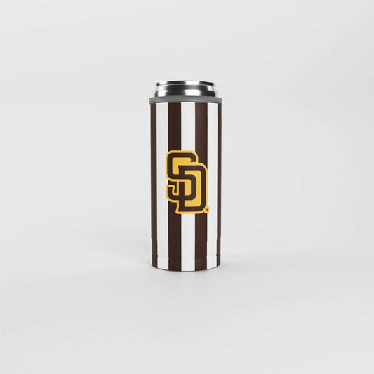 SD Padres 12oz Striped Powdercoat SlimCan Coolie - Logo Brands - Flyclothing LLC