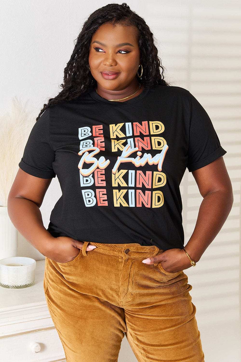Simply Love BE KIND Graphic Round Neck T-Shirt - Trendsi - Flyclothing LLC