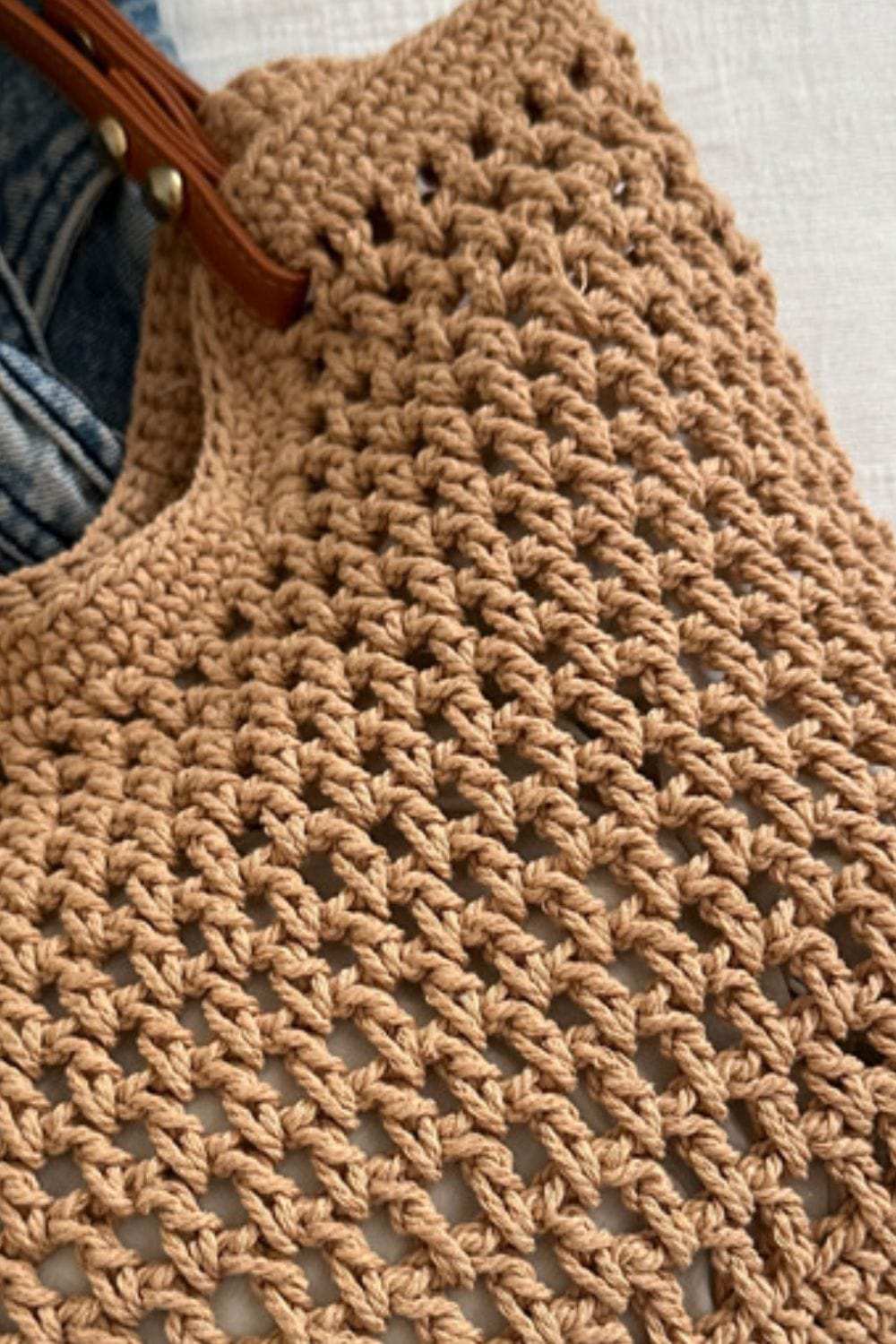 Openwork Woven Tote Bag - Trendsi - Flyclothing LLC