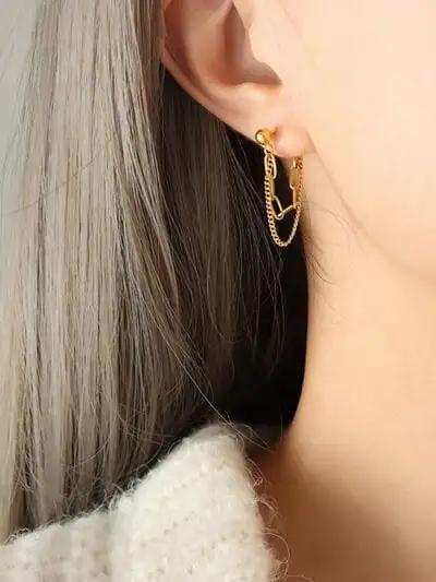 Titanium Steel Double Chain Earrings - Trendsi - Flyclothing LLC