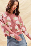 SO ME Strawberry Fruit All Over Button Sweater Cardigan - Trendsi - Flyclothing LLC