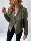 Collared Neck Long Sleeve Jacket - Trendsi - Flyclothing LLC