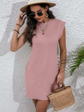 Round Neck Cap Sleeve Mini Dress with Pockets - Trendsi - Flyclothing LLC