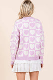Mittoshop Checkered Heart Button Down Cardigan - Trendsi - Flyclothing LLC