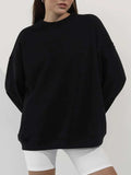 Round Neck Dropped Shoulder Long Sleeve Sweatshirt - Trendsi - Flyclothing LLC