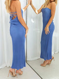 Lace-Up Back Tube Maxi Dress - Trendsi - Flyclothing LLC