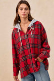 BiBi Brushed Plaid Hooded Jacket - Trendsi - Flyclothing LLC