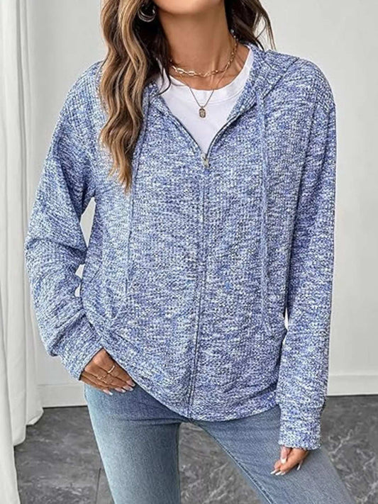 Textured Knit Zip-Up Jacket - Trendsi - Flyclothing LLC