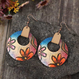 Wooden Flower Round Shape Earrings - Trendsi - Flyclothing LLC
