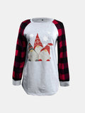 Full Size Graphic Plaid Round Neck Long Sleeve T-Shirt - Trendsi - Flyclothing LLC