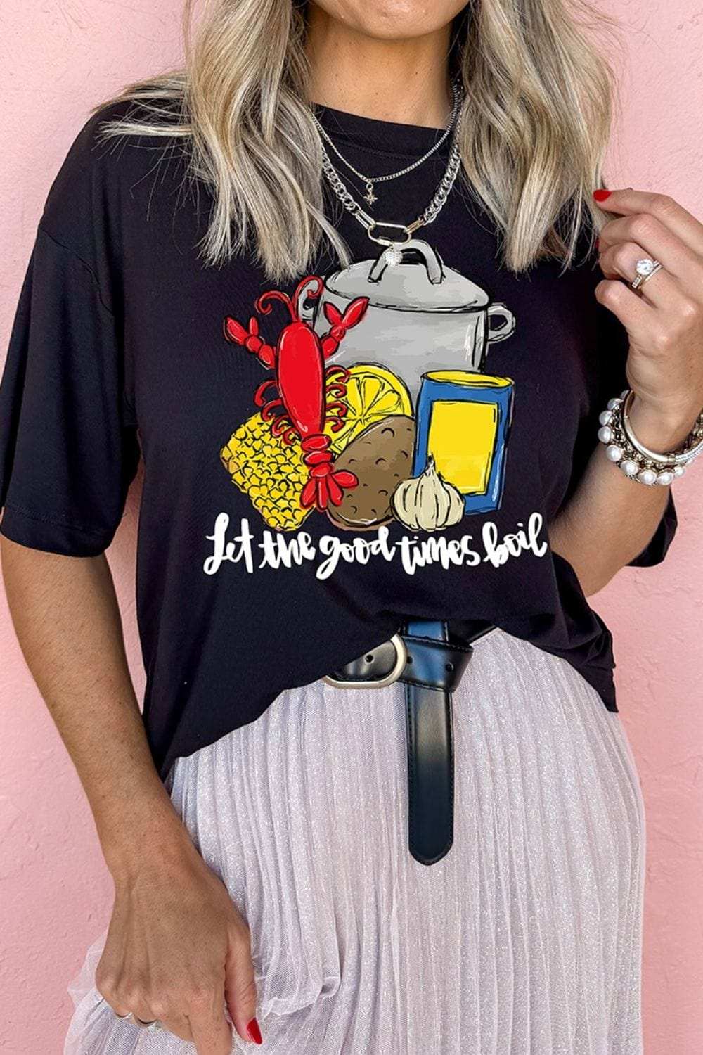 Graphic Round Neck Short Sleeve T-Shirt - Trendsi - Flyclothing LLC