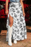 Boho Floral High Waist Ruffle Split Maxi Skirt - Trendsi - Flyclothing LLC