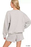 Zenana Fleece Long Sleeve Sweatshirts & Shorts Set - Trendsi - Flyclothing LLC