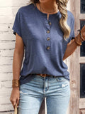Half Button Short Sleeve Top - Trendsi - Flyclothing LLC