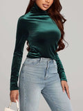 Solid Color Turtleneck Long Sleeve Top - Trendsi - Flyclothing LLC