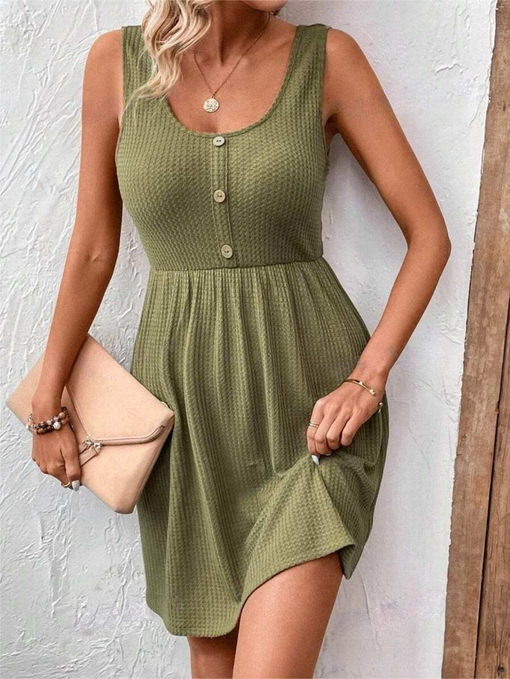 Scoop Neck Wide Strap Mini Tank Dress - Trendsi - Flyclothing LLC