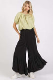 Mittoshop Lace Ruffle Asymmetric Hem Wide Leg Pants - Trendsi - Flyclothing LLC
