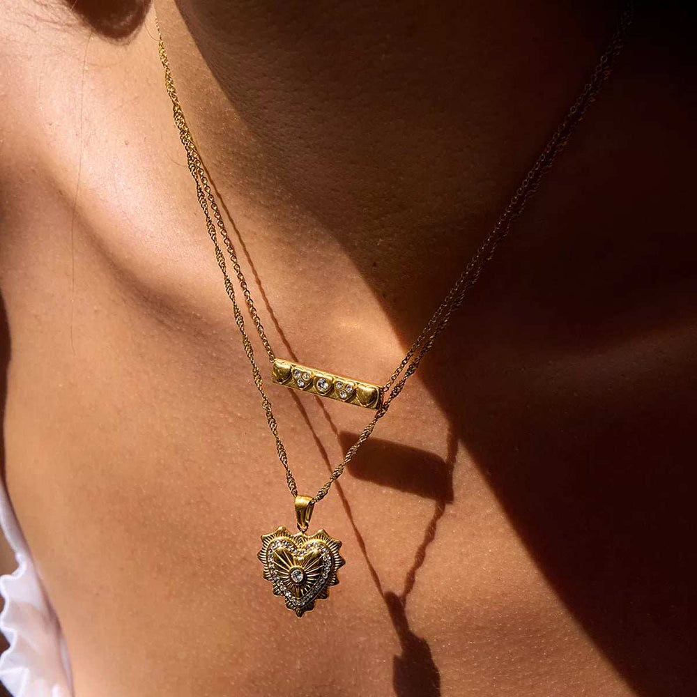 18K Gold-Plated Zircon Pendant Necklace - Trendsi - Flyclothing LLC