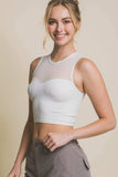 Love Tree Round Neck Ribbed Cropped Mesh Tank - Trendsi - Flyclothing LLC