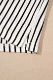 Stripe V Neck Tee and Casual Shorts Set - Trendsi - Flyclothing LLC