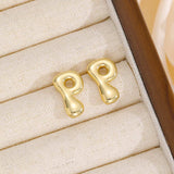 18K Gold-Plated Bubble Letter Stud Earrings - Trendsi - Flyclothing LLC