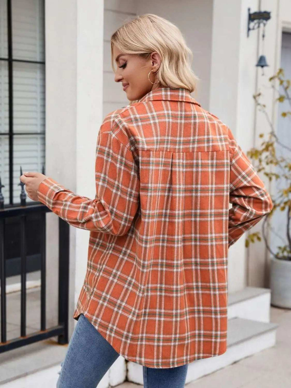 Plaid Button Up Long Sleeve Shirt - Trendsi - Flyclothing LLC